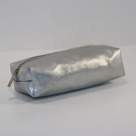 La Prairie Silver Cosmetic Makeup Bag – Metallic Zip Pouch - Picture 3 of 4